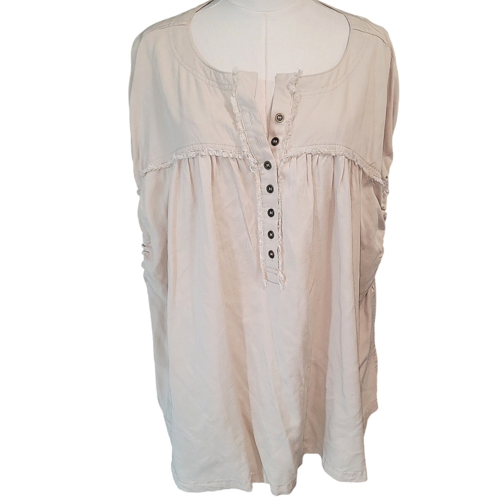 Bohme Beige Gauze Button Front Tunic Top Blouse Women S Casual